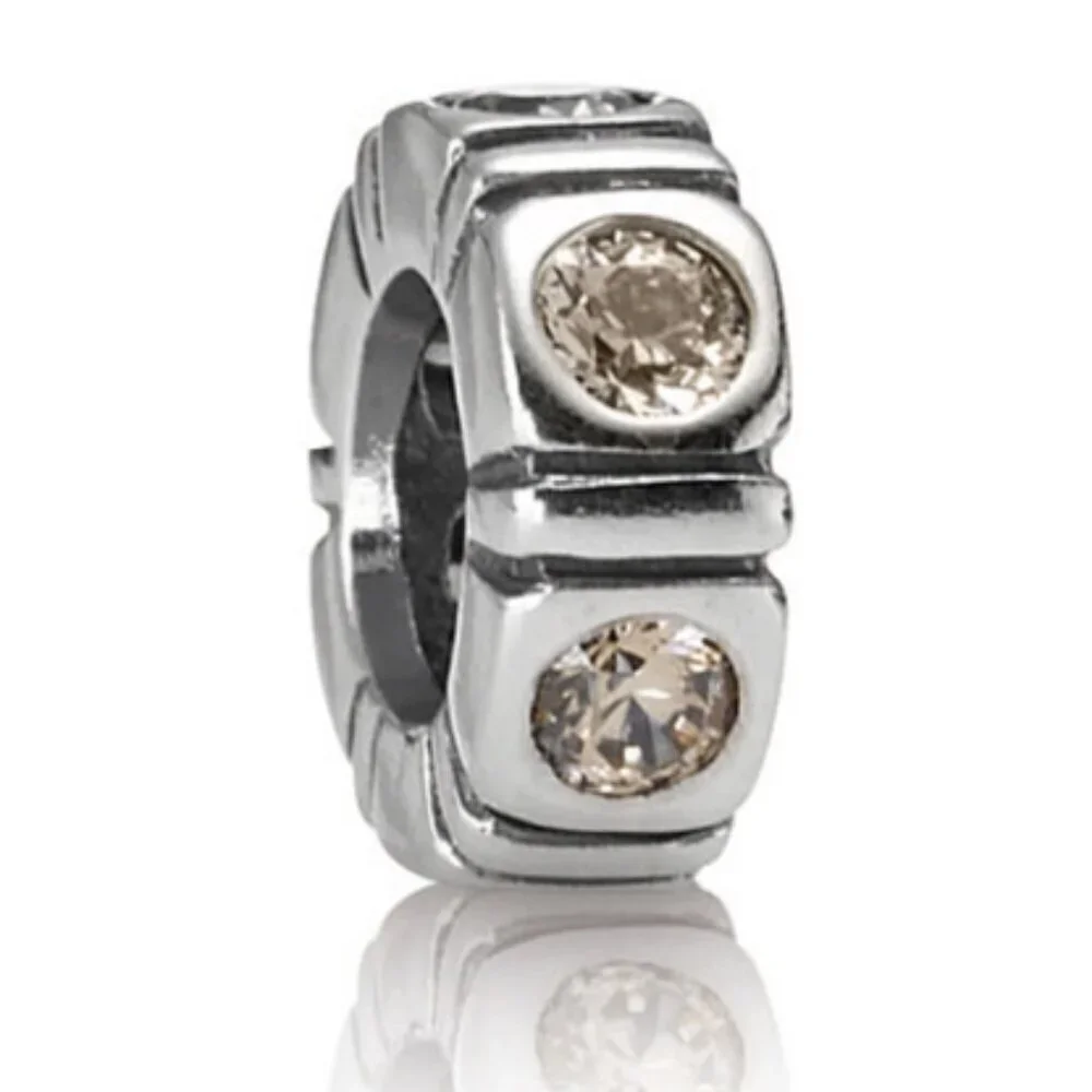 Pandora Trinity Champagne CZ Spacer Charm (790368CCZ) - Picture 1 of 3